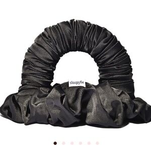 Sleepy Tie Black Satin Scrunchie